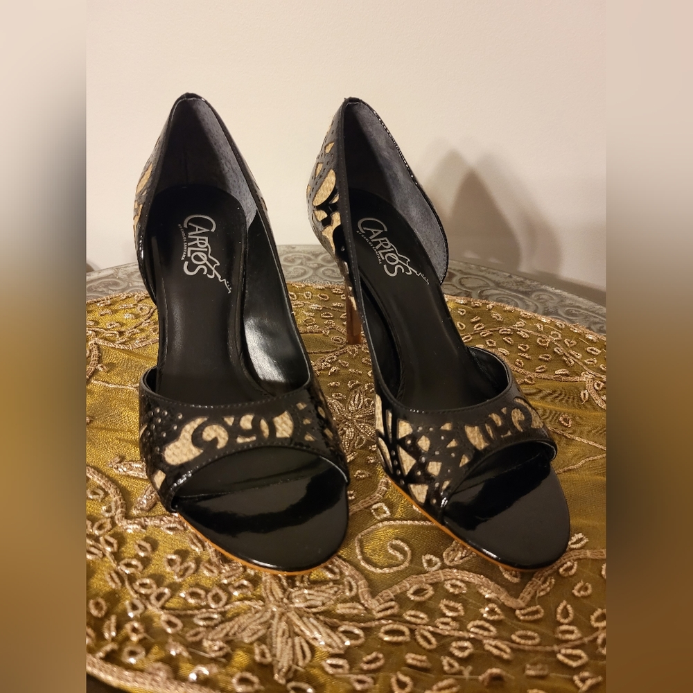CARLOS BY SANTANA ENVY BLACK/NUDE PEEP TOE HEEL Size 6M